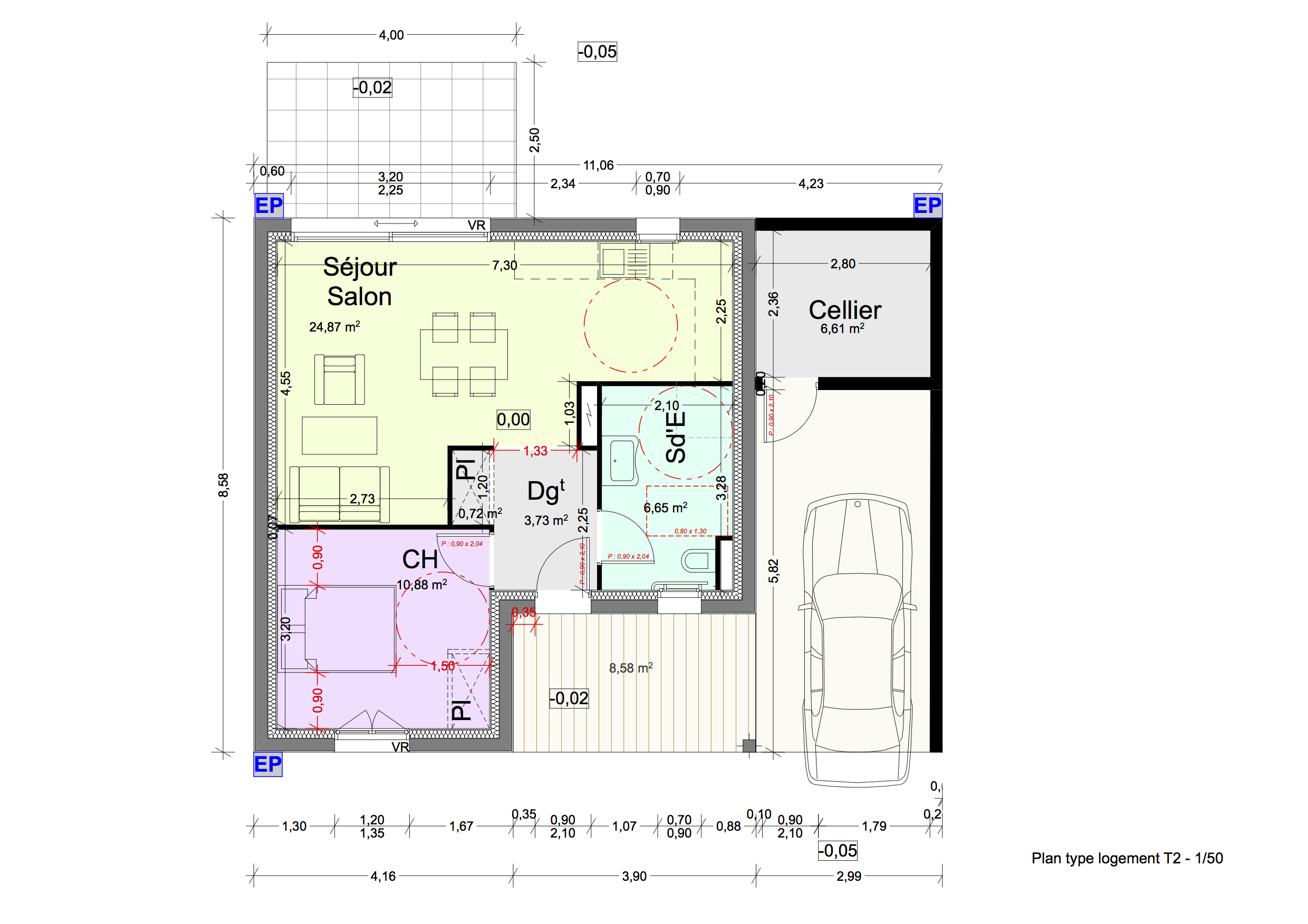 T2 - Maison plain-pied de 77 m²