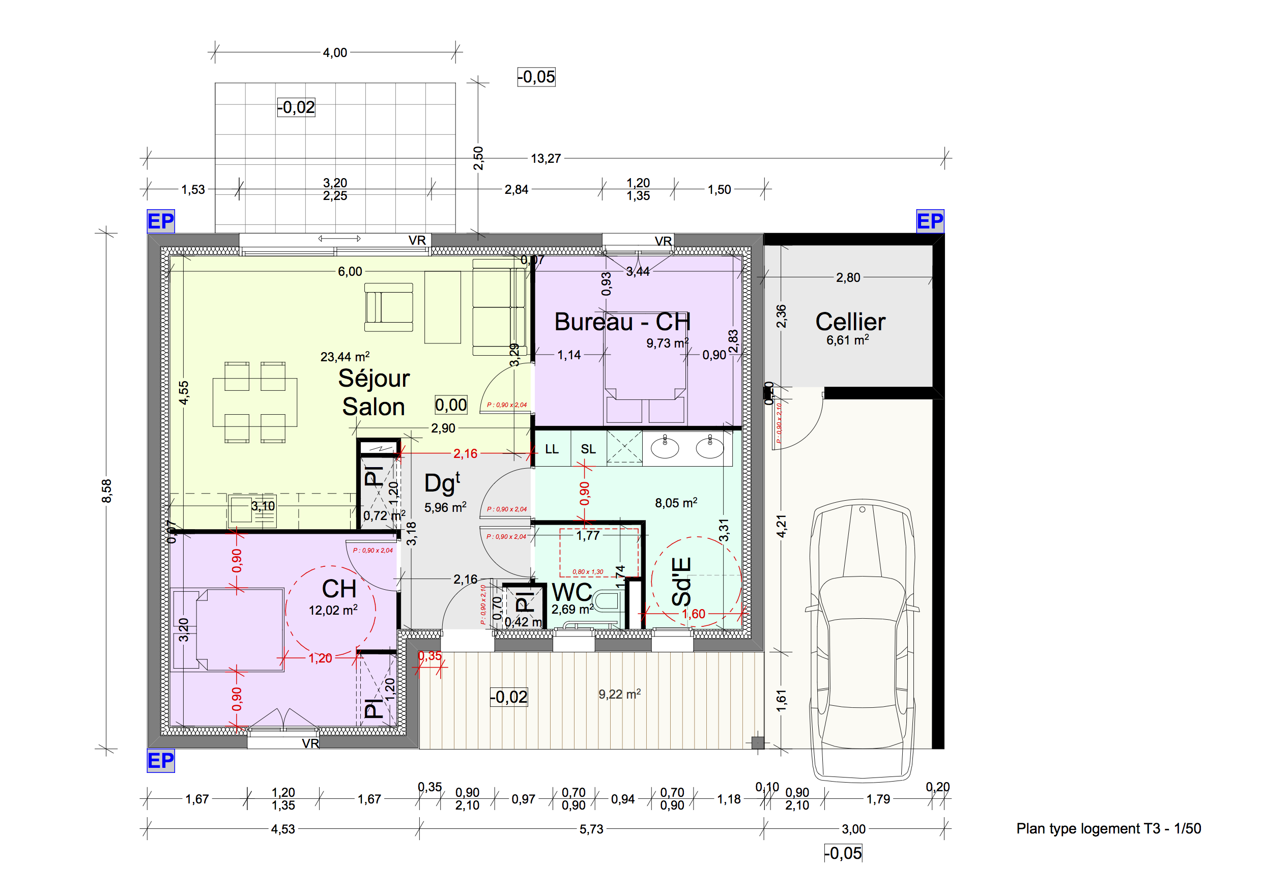 T3 - Maison plain-pied de 90 m²